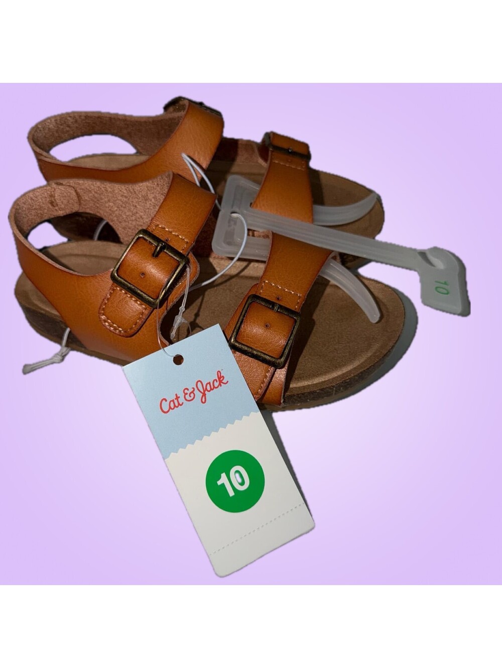 Cat & Jack Girls Size 10 Brown Double Buckle Cork Sandals NWT